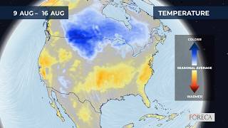 Monthly temperature forecast for the USA 8/8/2026 Update