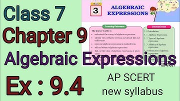 Ex 9.4,Algebraic Expressions, Chapter 9,Class7, AP SCERT new syllabus