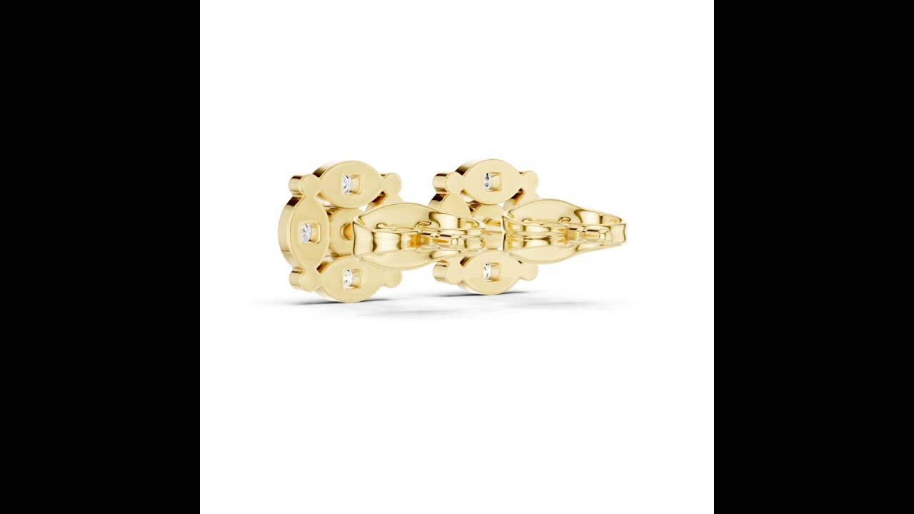 Unique Five Stone Round cluster Stud Earring
