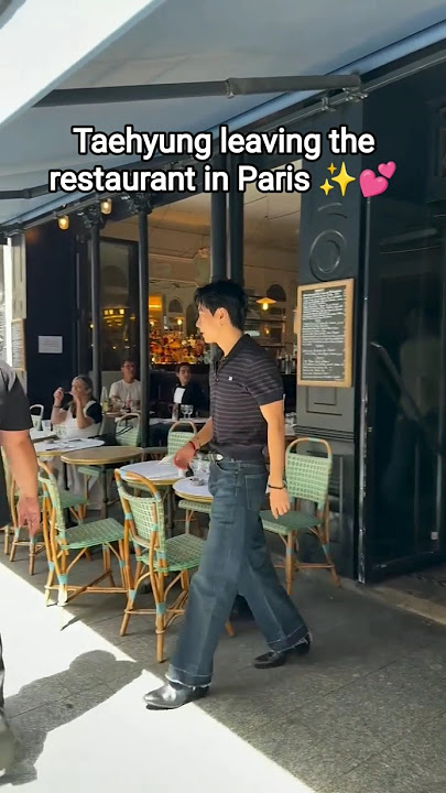Taehyung leaving the restaurant in Paris ✨💕 #taehyung #bts #v #paris #v #kpop #bangtan #celine