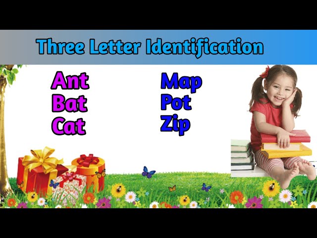Three Letter Words | English letter recognition for nursery class | #ant cat map etc. class=