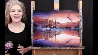 Learn How to Paint MYSTICAL FAIRY CASTLE with Acrylic - Paint & Sip at Home - Step by Step Tutorial