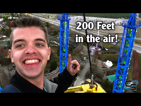 Dangling Over a Roller Coaster from a Crane! Looking Down on Aftershock at Silverwood
