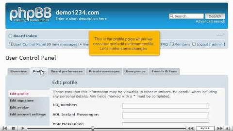 Edit your profile in phpBB by VodaHost web hosting