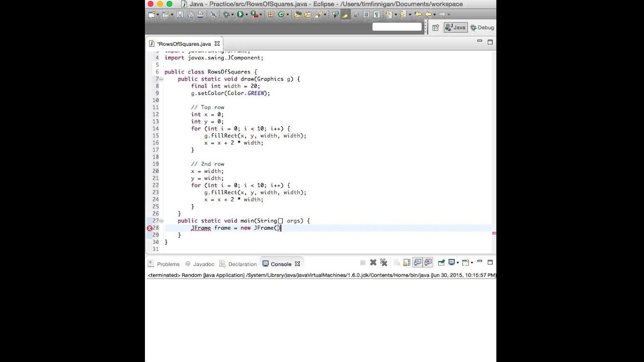 Print Rows of Squares (Java) - YouTube