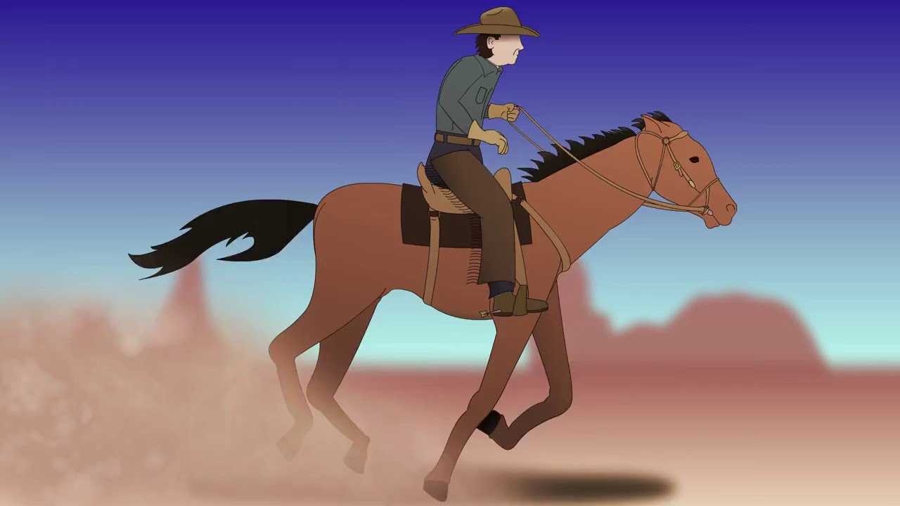 Cowboy horseback riding animation (updated) - YouTube.
