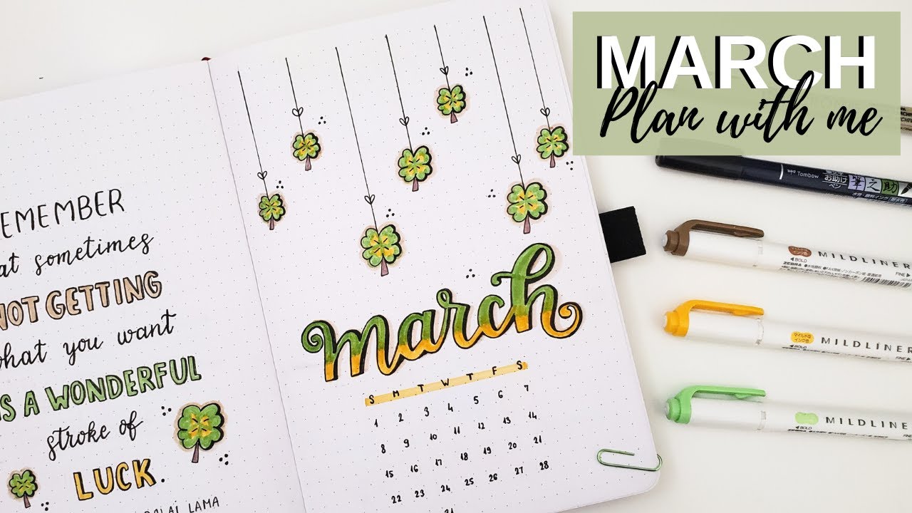 Plan With Me | March 2020 Bullet Journal Setup - YouTube