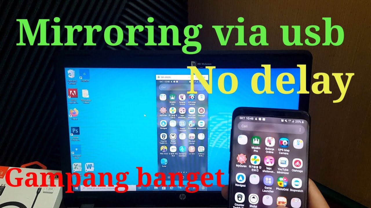 Cara mirroring dari hp ke pc atau laptop via usb YouTube