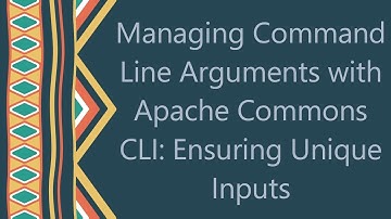 Managing Command Line Arguments with Apache Commons CLI: Ensuring Unique Inputs