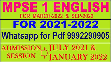 MPSE 1 Solved Assignment 2021-22 in English Pdf @40rs 9992290905.