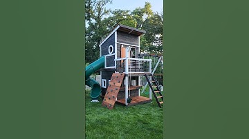 Huge, Modern Playhouse! #swingset #outdoorplay #woodworking #playhouse #kidsactivities #kidslearning