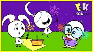 LEARN COLORS with RAINBOW FIREWORKS on 4th of July ! Emma \& Kate meet Peck Educational