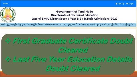 TNLEA 2022 || Doubt Clearing About First graduate Certificate & Education Details || Info Camp