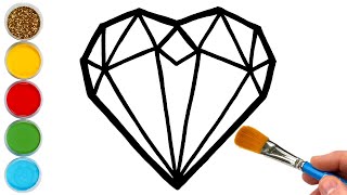 how to draw a diamond heart for kids