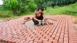 Great Tiling Skills - Design and Build the Kitchen Alone/ OFF GRID - FREE FOOTSTEPS, Part 15