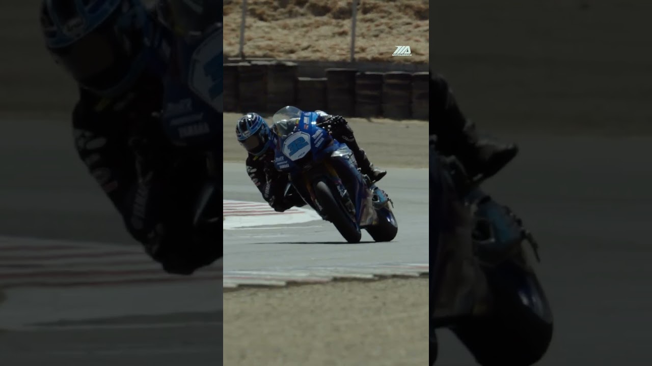Control or chaos? Jake Gagne turns sharply on his Yamaha YZF-R1 at Laguna Seca 