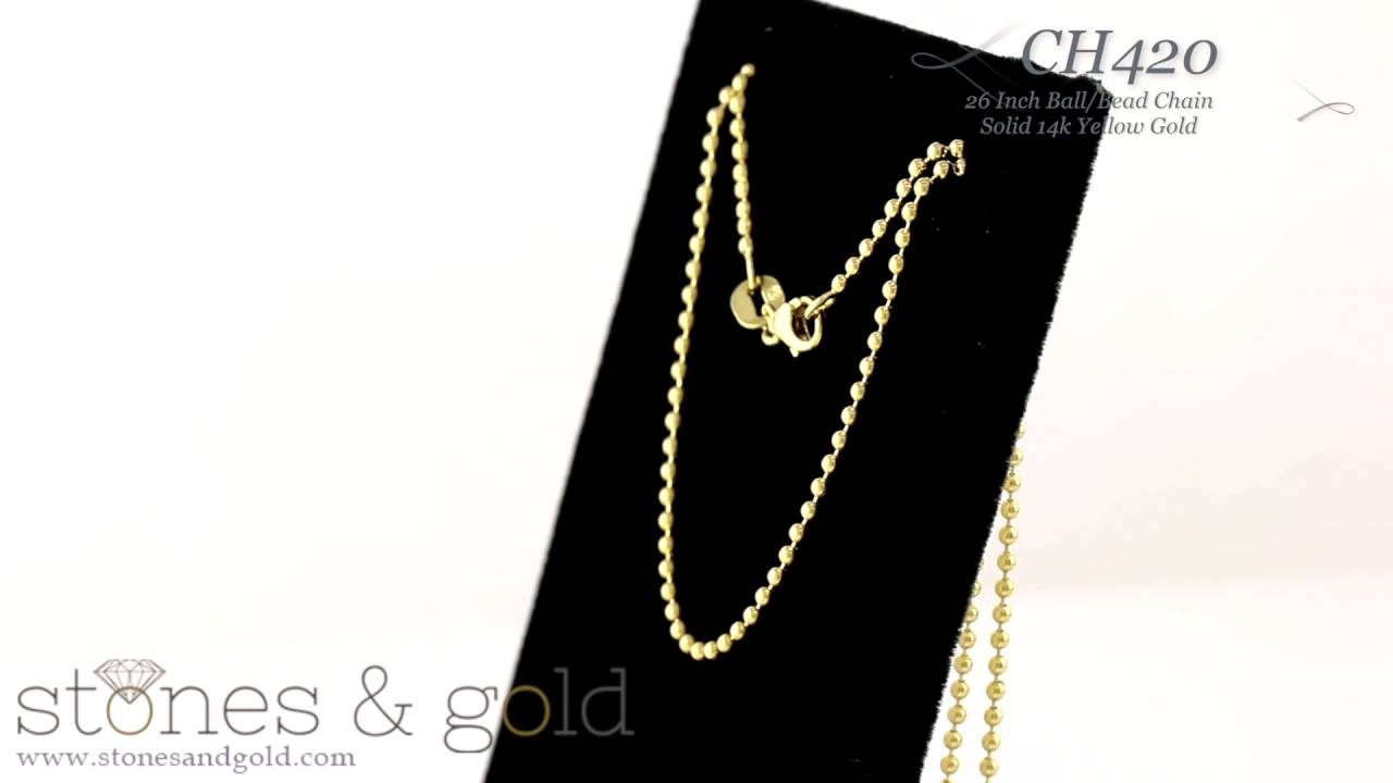 1.5mm 14K Solid Gold Ball Chain Necklace with Lobster Lock