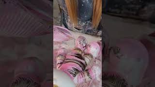 Elegant Paint-Poured Teddy Bear | 33cm Spectacled Bear in Pink, Brown & Gold | Space Bowny