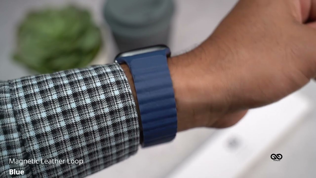 Blue Magnetic Leather Loop For Apple Watch 38/40/41/42/44/45mm