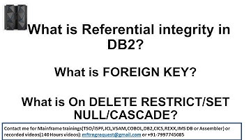 What is referential integrity in DB2 | What is Primary key | On Delete cascade | Restrict | Set null
