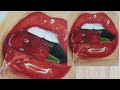 how to draw red glossy lips using oil pastel |realistic drawing |