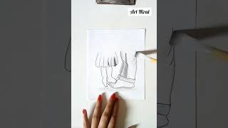 Father's day drawing | Father and daughter Drawing - step by step | #shorts #Fathersdaydrawing