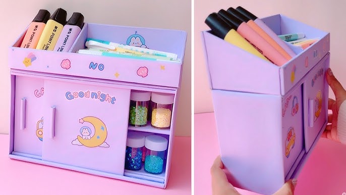 DIY Sanrio Desk Storage Box / How to make cute desk organizer at home 