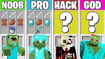 Minecraft Battle: ZOMBIE MUTANT CRAFTING! NOOB vs PRO vs HACKER vs GOD in Minecraft Animation