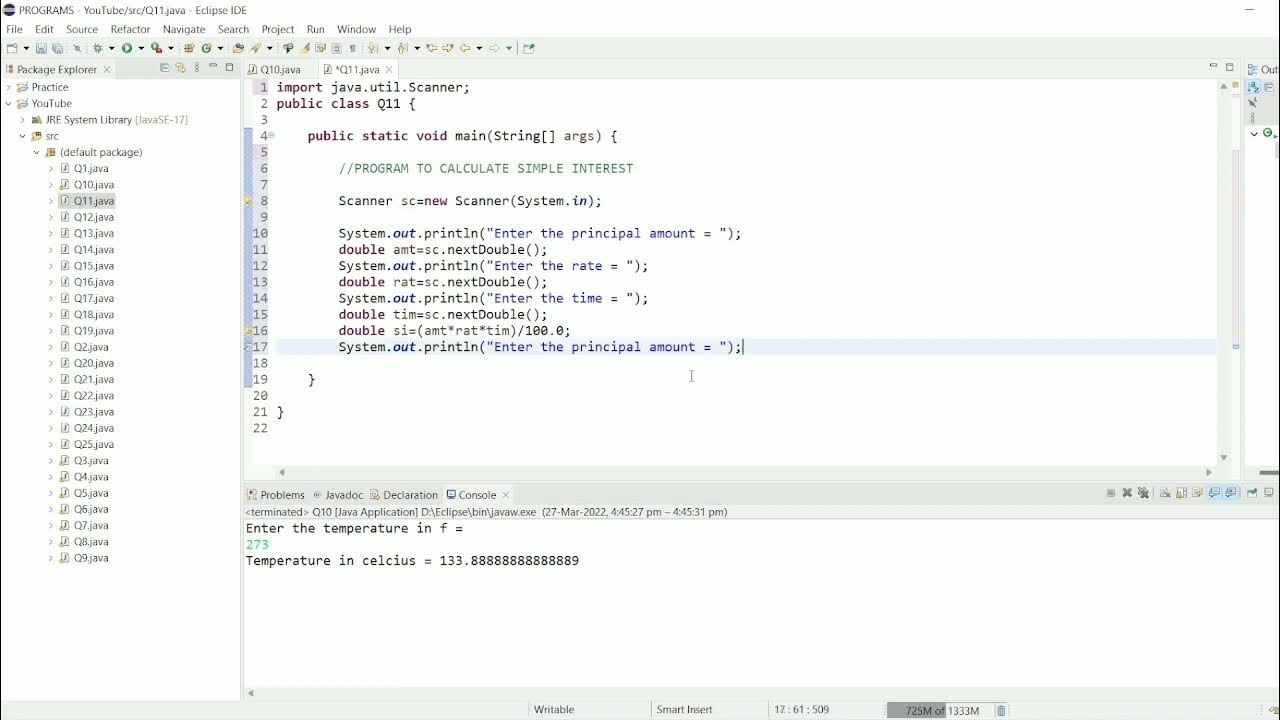 || 11 || Write a java program to calculate Simple Interest |How to ...