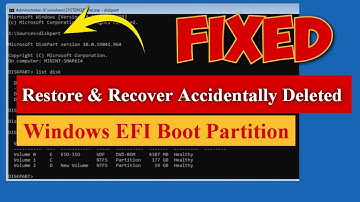 How to Restore & Recover Accidentally Deleted Windows EFI Boot Partition [Fixed] #gpt #uefi #efi