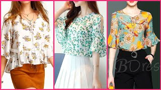 Fashionable printed Blouses with skirts 