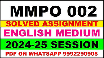 mmpo 002 solved assignment 2024-25 | mmpo 2 solved assignment in english 2025 | mmpo 2 2024-25