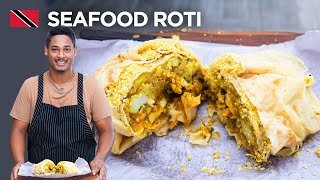 Seafood Roti: Curry Shrimp, Aloo, Channa & Pumpkin Recipe by Chef Shaun 🇹🇹 Foodie Nation