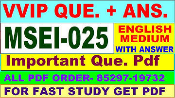 MSEI 025 important questions with answer in English | msei 025 Previous Year Question Paper
