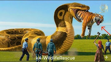 Brave Heroes Battle Giant Python To Save Terrified And Injured Bengal Tiger