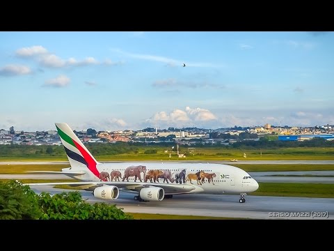 A380 audio #Emirates #Airbus #A380-800 #A6EOM #EK261 DXB-GRU Morrinho - #GRU AIRPORT!