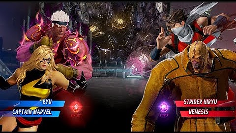 MARVEL VS CAPCOM: INFINITE /RYU & CAPTAIN MARVEL VS STRIDER HIRYU & NEMESIS