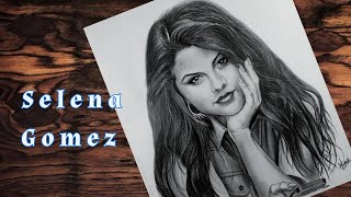 Selena Gomez Realistic sketch || Drawing Tutorial Timelapse