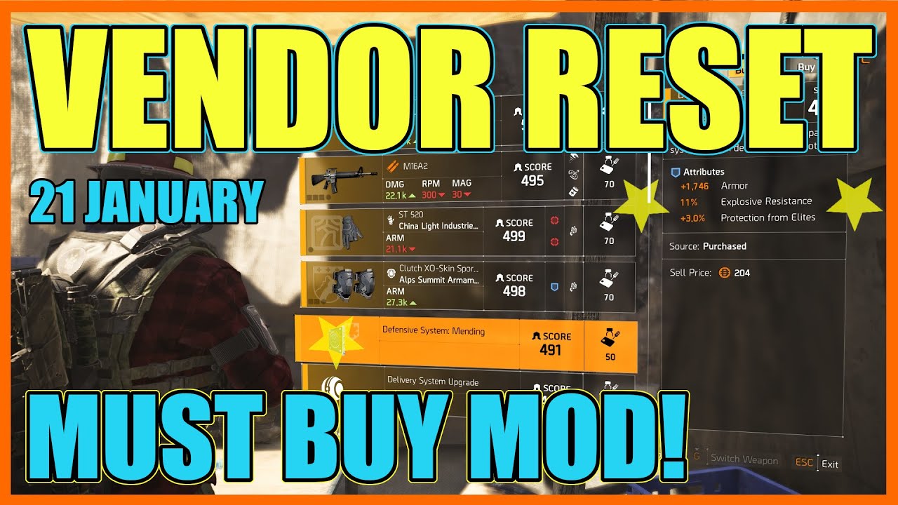 The Division 2 | Weekly Vendor Reset | 21 January - YouTube