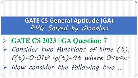 GATE CS 2023 | GA Q7: Consider two functions of time (t), f(t)=0.01t^2   g(t)=4t where