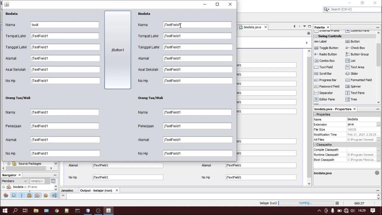 TUTORIAL 6 | Membuat Aplikasi Form Biodata Menggunakan Netbeans - YouTube