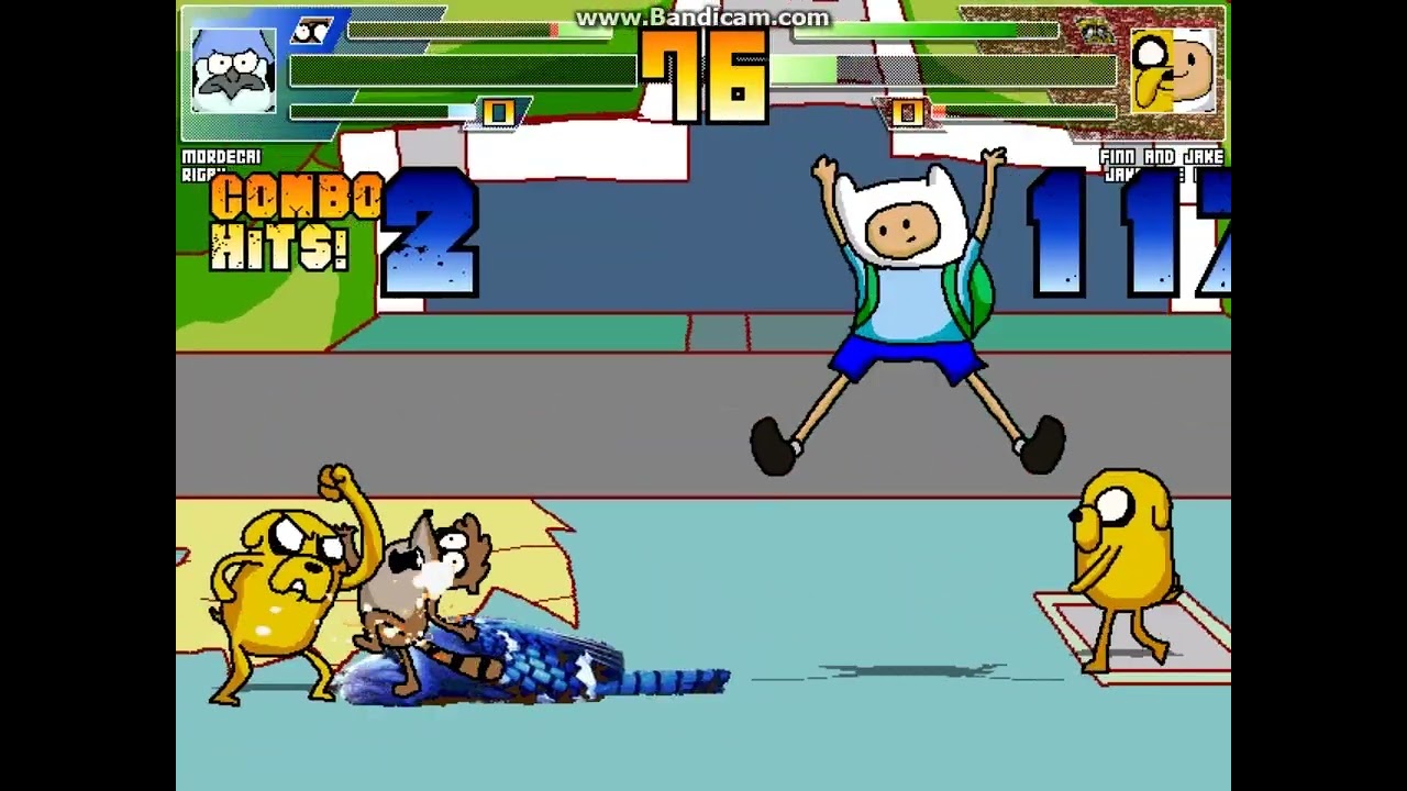 MUGEN battle #6539: Mordecai & Rigby vs Finn & Jake