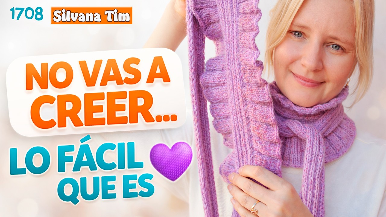 ✨ ВИНТАЖНЫЙ шарф с воланами 🧶 ЛЕГКО и БЫСТРО! | Спицами пошагово