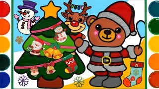 christmas tree ornaments coloring page jelly painting for kids christmas teddy bear snowman