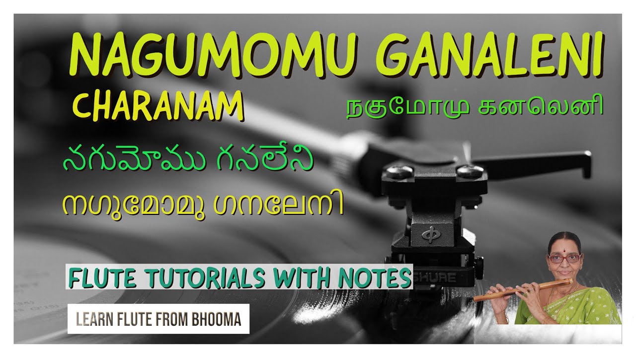 Nagumomu Ganaleni Charanam Tyagaraja Swami Raga Aberi Flute Lesson Part 3 With Notes Video # 687