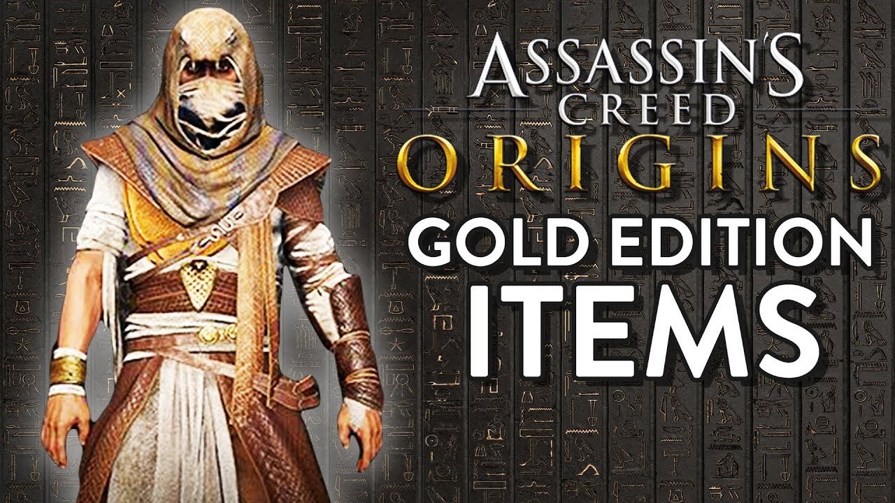 Assassins Creed Origins All Gold Edition Bonus Items Weapons Outfit Mount And More Youtube