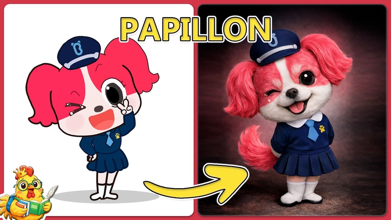 SHERIFF LABRADOR En La Vida Real😍 + ¡ADIVINA EL PERSONAJE!😀Sheriff👮Papillon❤️Dobby🐺Adivin