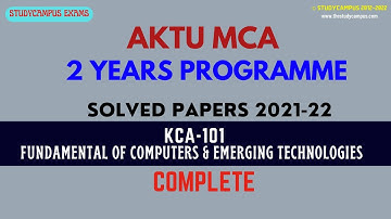KCA101 Solved Question Paper | Fundamental of Computers & Emerging Technologies | 2021-22