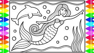 How to Draw a Mermaid Princess for Kids 💜💚💖🐬Mermaid Princess Drawing and Coloring Pages for Kids screenshot 5