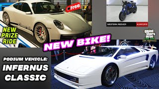 GTA 5 Online WEEKLY Update | NEW DLC Bike Reever | New Podium Car Infernus Classic | New Prize Ride